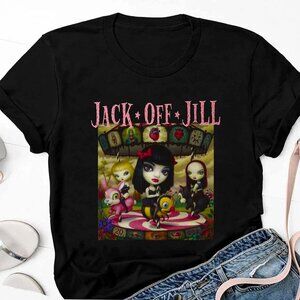 Clear Hearts Grey Flowers Jack Off Jill T-Shirt 165